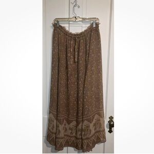 WINTER KATE MAXI SKIRT Maxi Skirt Vintage Silk Floral Boho Hippie Tan Size L XL